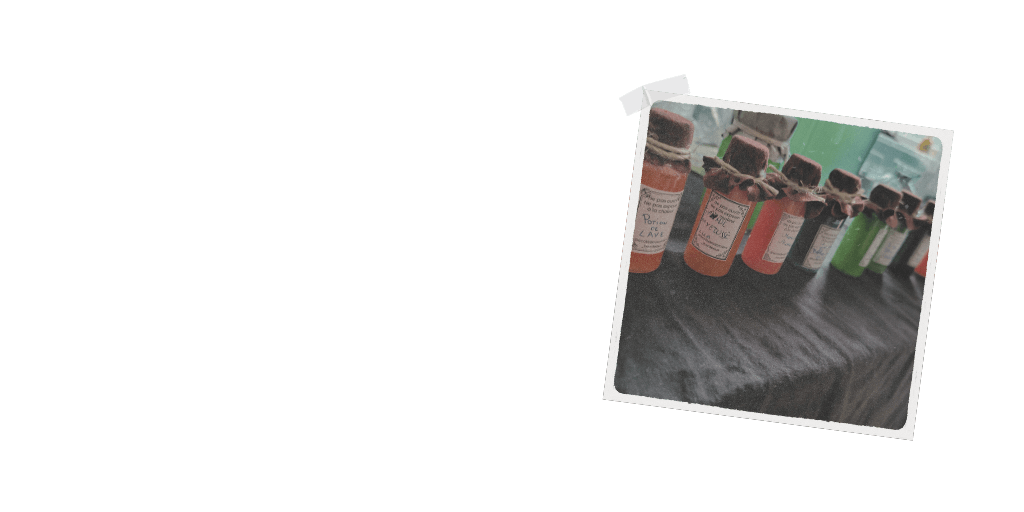 Collage de 1 photos, avec les potions magique réalisé par les enfants lors d'un Anniversaire école des sorciers